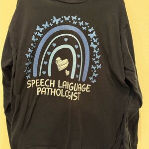 Black Long Sleeve Tee with Speech Language Pathologist Design